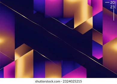 Abstract art pattern of golden purple colors tone. Background landscape and line colors. Set of cards and posters. SSTKbold