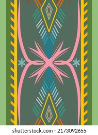 Abstract Art Pattern with Tribal Shape. Designed in Ikat, Aztec, Folk, Motif, Thai, Luxury Arabic Style. Ideal for Fabric Garment, Carpet, Wallpaper, or backdrop. Vector Illustration.