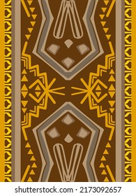 Abstract Art Pattern with Tribal Shape. Designed in Ikat, Aztec, Folk, Motif, Thai, Luxury Arabic Style. Ideal for Fabric Garment, Carpet, Wallpaper, or backdrop. Vector Illustration.