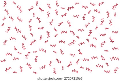 Una pieza de arte abstracto con numerosos garabatos rojos y verdes dispersos a través de una superficie blanca limpia, creando un efecto visual dinámico