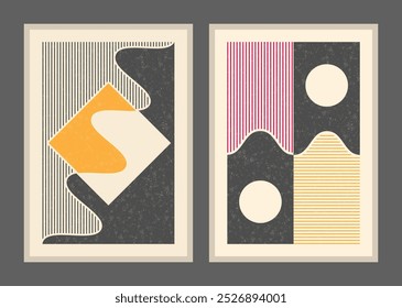 Abstract art. Poster design with arbitrary abstract shapes. An idea for paintings, wall art and interior, cover, banner and creative design