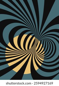 Abstract art poster. Psychedelic cover with optical illusion and geometric shapes. Creative design element for flyer or background. Flat vector illustration in modern style
