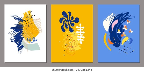 Abstract art posters. Contemporary template for wall art, business card, invitation, flyer, banner, brochure, email header, post in social networks, advertising, events and page cover, background.