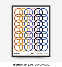 Abstract art posters for an art exhibition. Vector template with primitive shapes elements, modern hipster style. Illustrations of simple shapes, line, circle.