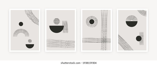 Abstract art posters. Hand drawn organic shape for cards design, prints, home decor, cover, wallpaper. Modern vector illustration