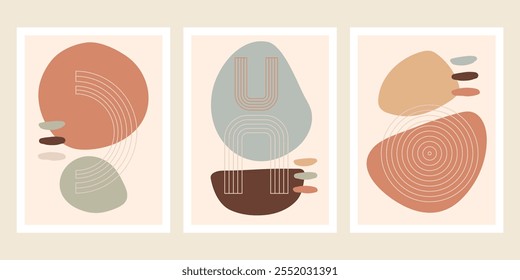 Abstract Art posters with Organic Geometric Shapes. Mid Century Modern Wall Art Posters. Contemporary wall art prints for posters, cover, social media.