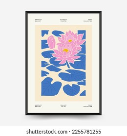 Abstract art posters template. Modern trendy Matisse minimal style. Pink, blue, yellow colors. Hand drawn design for wallpaper, wall decor, print, postcard, cover, template, banner. 