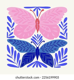 Abstract art posters template. Modern trendy Matisse minimal style. Pink, blue, yellow colors. Hand drawn design for wallpaper, wall decor, print, postcard, cover, template, banner. 