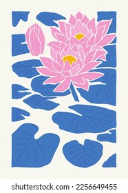 Abstract art posters template. Modern trendy Matisse minimal style. Pink, blue, yellow colors. Hand drawn design for wallpaper, wall decor, print, postcard, cover, template, banner. 