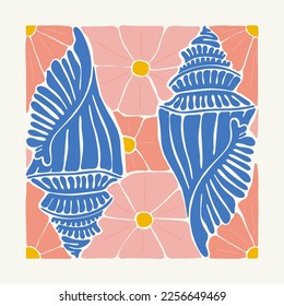 Vorlage für abstrakte Kunstplakate. Moderner Stil Matisse minimalistisch. Rosa, blau, gelb. Handgezeichnetes Design für Tapete, Tapete, Druck, Postkarte, Deckel, Vorlage, Banner. 