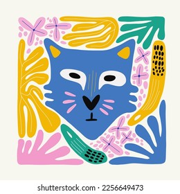 Abstract art posters template. Modern trendy Matisse minimal style. Pink, blue, yellow colors. Hand drawn design for wallpaper, wall decor, print, postcard, cover, template, banner. 