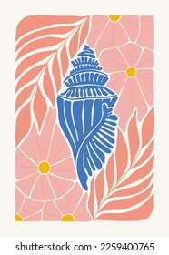 Abstract art posters template. Modern trendy Matisse minimal style. Pink, blue, yellow colors. Hand drawn design for wallpaper, wall decor, print, postcard, cover, template, banner. 