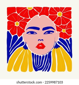Abstract art posters template. Modern trendy Matisse minimal style. Pink, blue, yellow colors. Hand drawn design for wallpaper, wall decor, print, postcard, cover, template, banner. 