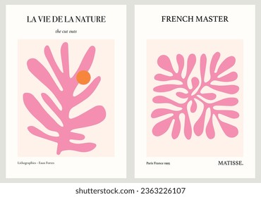 Abstract art posters template. Modern trendy Matisse minimal style. 