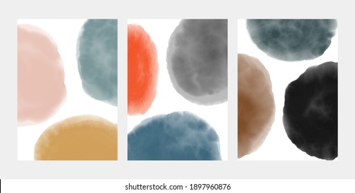 Abstract art posters watercolor elements. Contemporary wall print decoration, watercolor vector backgrounds