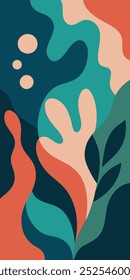 Abstract art print featuring organic shapes in vibrant colors. Perfect for adding a touch of modern style to your home decor, this design is inspired by nature and features calming colors.