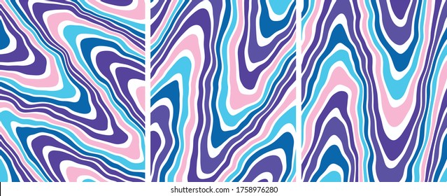 Abstract art psychedelic wavy vector set