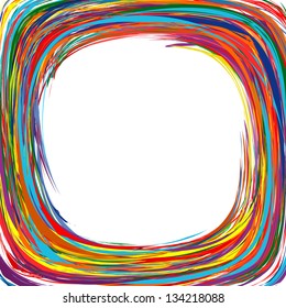 Abstract art rainbow curved lines colorful frame background