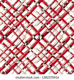 Abstract art red coral snakes and jewelry vector seamless pattern. Animal reptilian checkered background. Template for design, textile, wallpaper, wrapping, carpet, carton, print, banner, clothing.