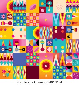 Abstract art retro style seamless pattern with nature design elements