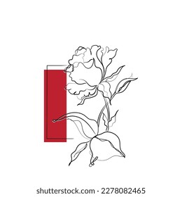 Resumen de arte de rosa. Arte vectorial de flores. Arte floral elegante