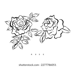 Abstract art of rose. Vector art for prints. Floral line art.
