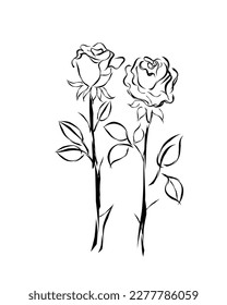 Abstract art of rose. Vector art for prints. Floral line art.