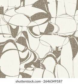Abstract art with rounded shapes, ellipses, curves and distortions. Modern textile design. Seamless pattern. Vector artwork.