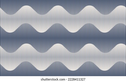 Abstract art seamless geometric background with vertical lines. Optical illusion with waves and transition.