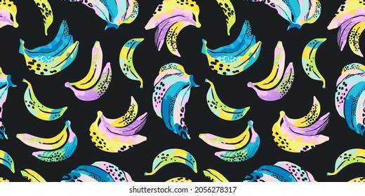 Abstract art seamless pattern with bananas. Modern exotic design for paper, cover, fabric, interior decor and other users.