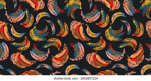 Abstract art seamless pattern with bananas. Modern exotic design for paper, cover, fabric, interior decor and other users.