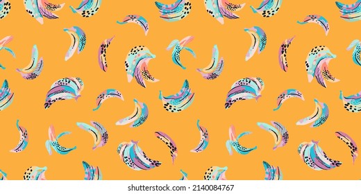 Abstract art seamless pattern with bananas. Modern exotic design for paper, cover, fabric, interior decor and other users.