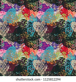 Abstract art seamless pattern. Camouflage background texture. Paint spots. Distressed, grunge print