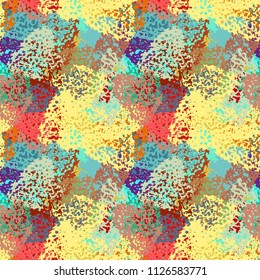 Abstract art seamless pattern. Camouflage background texture. Paint spots. Distressed, grunge print