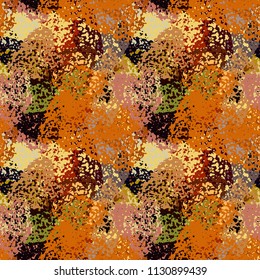 Abstract art seamless pattern. Camouflage background texture. Paint spots. Distressed, grunge print