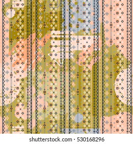 Abstract art seamless pattern, paint stains. Watercolor background, painting. Chaotic, random brush strokes, paint spots. Distressed texture, wallpaper, wrapping
