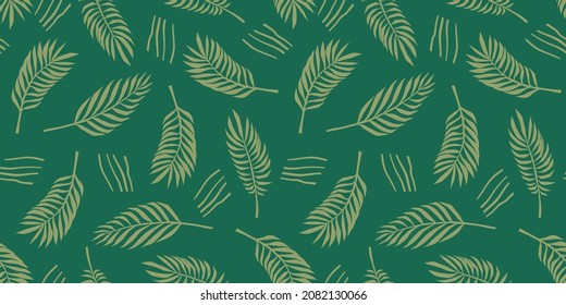 Abstract art seamless pattern with tropical leaves. Modern exotic design for paper, cover, fabric, interior decor and other use.