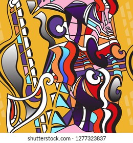Abstract art seamless pattern. Urban graffiti street design.  Colorful backdrop. Vector Abstract hand drawn background. Modern creative texture. 