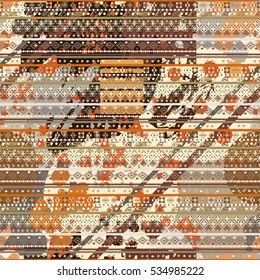 Abstract art seamless pattern. Watercolor background, painting. Chaotic, random brush strokes, paint spots. Distressed texture, wallpaper, wrapping. Vector artwork