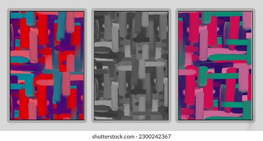 Conjunto de arte abstracto, pintura de pinceles, diseño colorido.