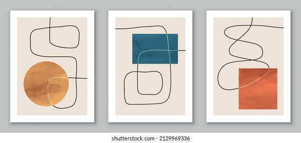 Arte abstracto, conjunto de fondo pintado a mano, fondo geométrico de acuarela. Diseño para afiches, decoración de pared, cubierta, plantilla de vector EPS10