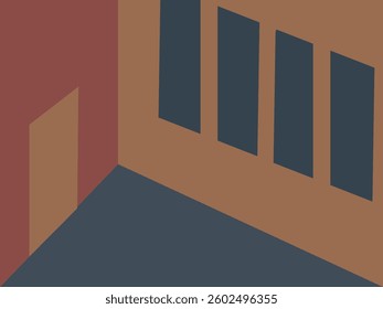 Abstract art, shapes, geometry. Interior, room, corner,  place, house. Vector illustration.