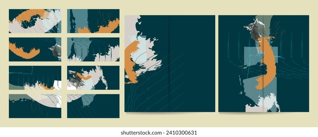 Abstrakte Kunst Einfache, komfortable Pinsel beruhigende Pastelltöne mutierte blassruhige Töne Kartenvorlagen Set. Sammlung romantischer Einladungen