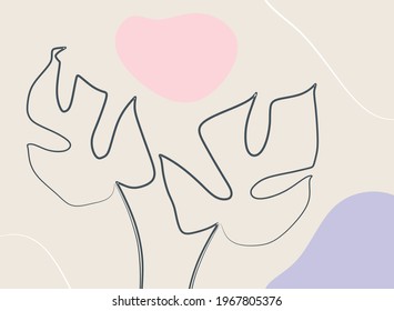 Abstract art with simple leaves and some circle pattern