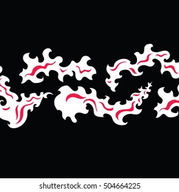 Abstract art, smoke, clouds, forms, shapes, arabian style, vector design black, white and red