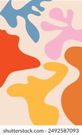 Abstract Art Splodge modern shapes Matisse Artwork texture Swirls Ripples Multi Bright colour patch vector Graphic Tee t-shirt marble fashion minimal lines wavy  