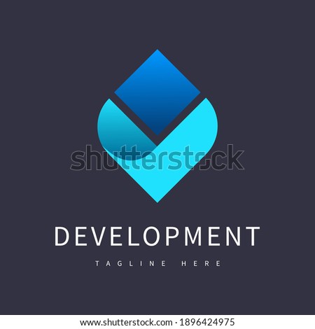 Abstract art square rhombus logo with blue shape background.Design template icon, sign sucsess, symbol safe.Brand Identity for business company,secure,technology,innovation,digital.Vector illustration