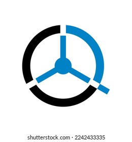Resumen de diseño vectorial del logotipo del volante de dirección de arte