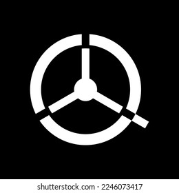 Abstract art steering wheel logo vector design in black and white colors