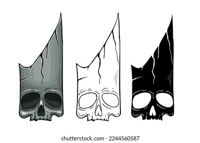 Abstract art stone skull on isolated white background